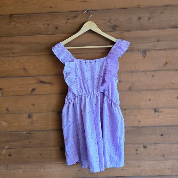 Shein Curve Lilac Eyelet Lace Ruffle Tank Romper Square Neck Boho Pastel OXL - Picture 2 of 4